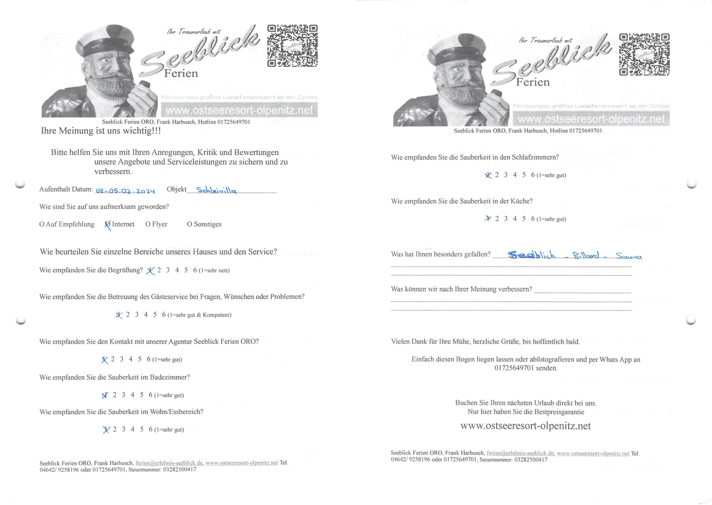 Gästefeedback vom 03.03.2024-05.03.2024