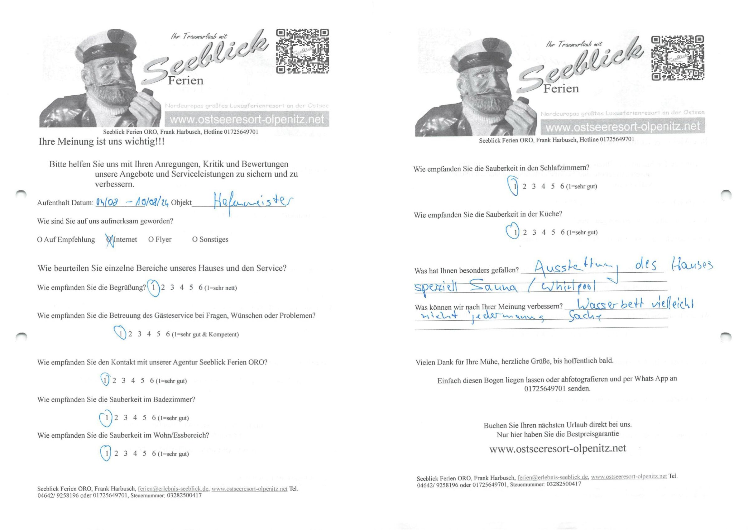 Gästefeedback vom 04.08.2024-10.08.2024