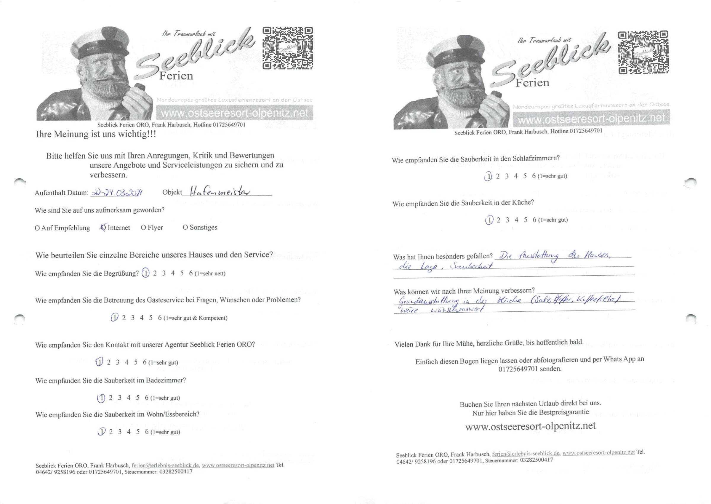 Gästefeedback vom 22.03.2024-24.03.2024