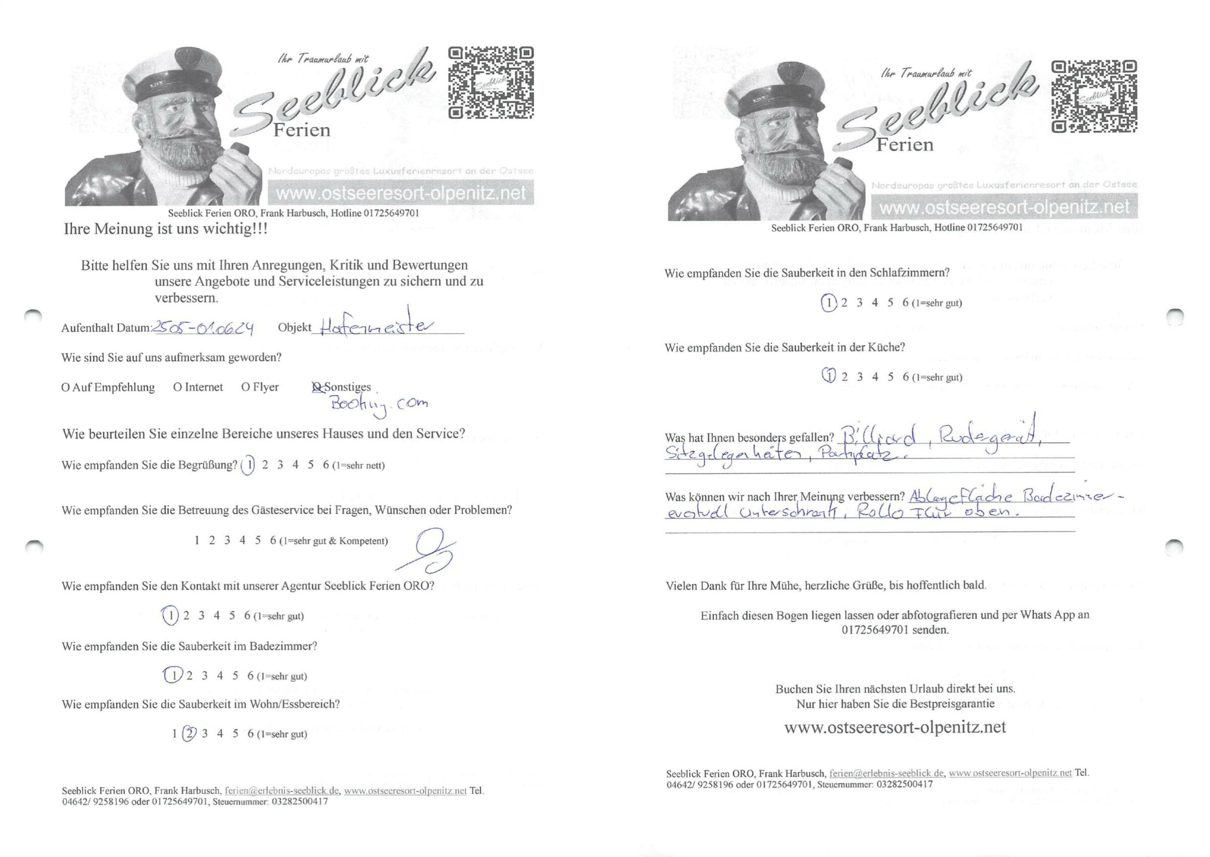 Gästefeedback vom 25.05.2024-01.06.2024